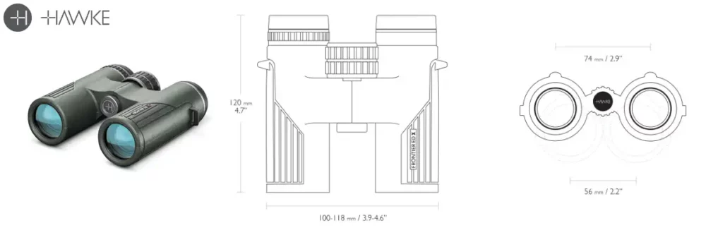 Fernglas Frontier ED X 10x32 Zeichnung | HAWKE