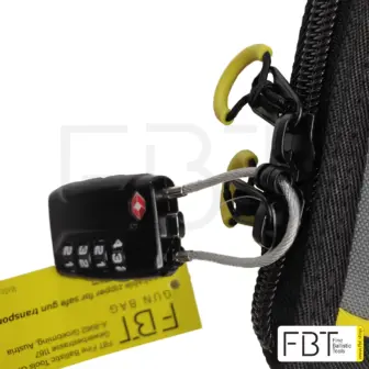 Waffentasche | Gewehrtasche für Langwaffen von FBT | komfortabler und sicherer Transport 13 Waffentasche | Gewehrtasche Detail Schloss | sicherer Transport von Waffen für Jagd und Sport | Fine Ballistic Tools
