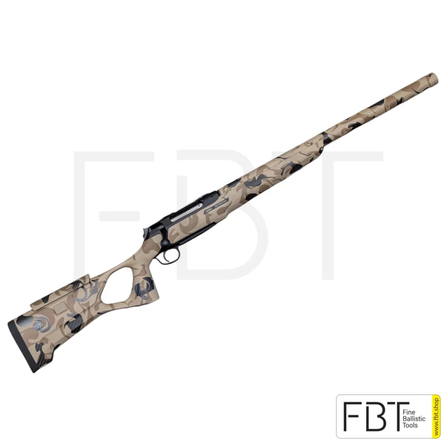 Sauer 404 .308 Win. Waffe mit UNIC Carbonschaft Sand Camo und Integral Schalldämpfer