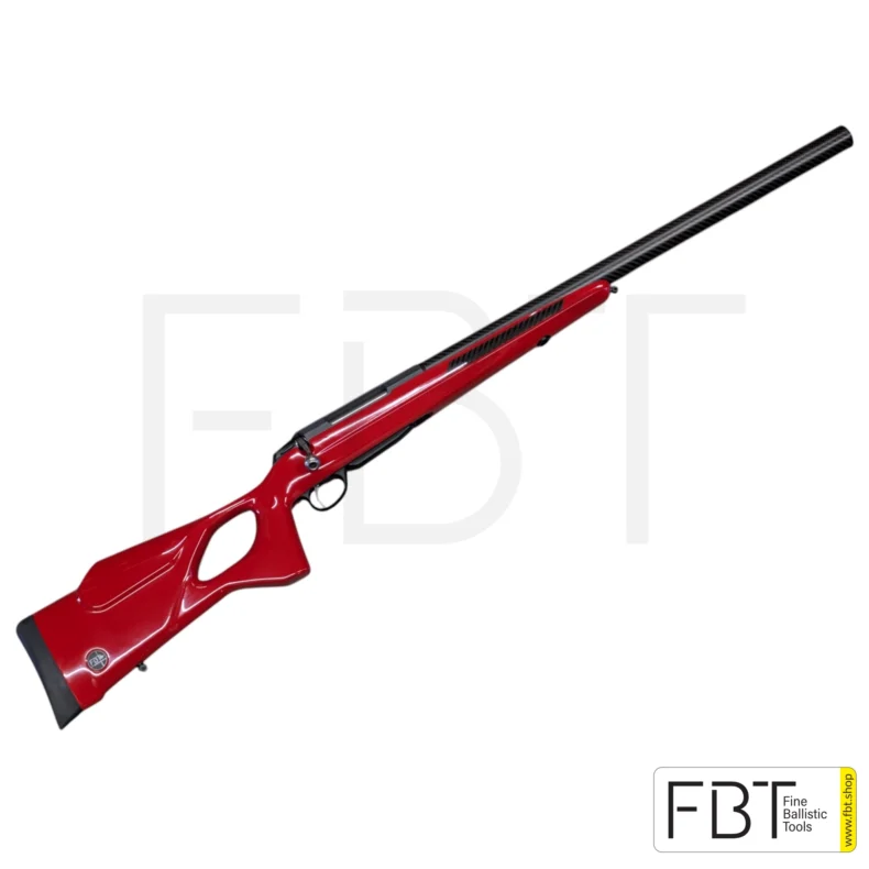 Tikka T3x .308 Win. Gun with UNIC carbon stock red high glossy and integral silencer