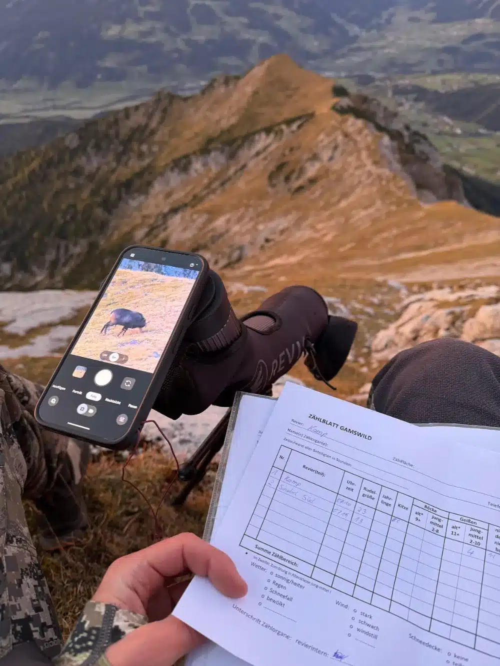 Mountain Mag Digiscope during mountain counting